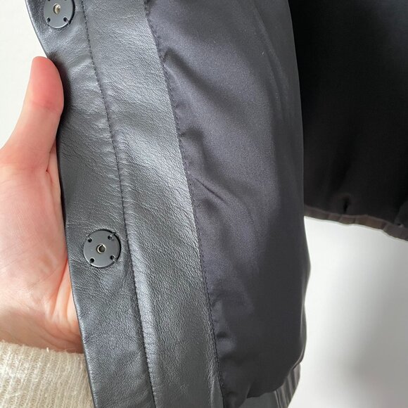Massimo Dutti Black Nappa Leather Bomber with Fabric sleeves - US L - Picture 5 of 6